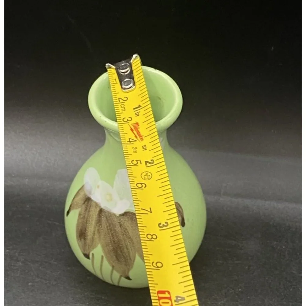Mini Charcon Ceramic Floral 4” Bud Vase Chartreuse Green